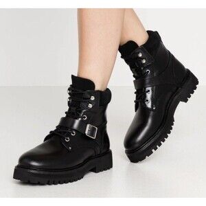 All Saints Paulina Black Leather Boots Sz 6 New W/O Tag Or Box